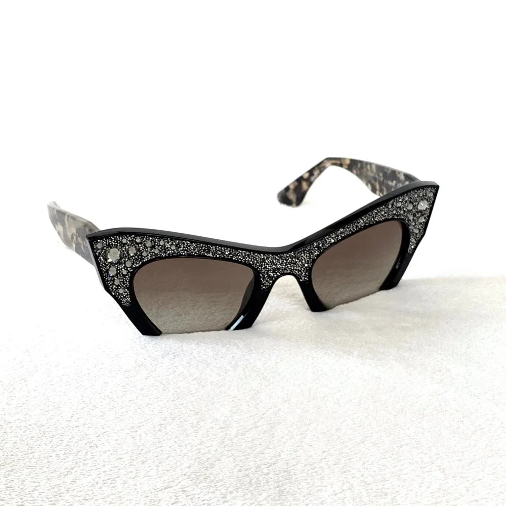 NWOT Miu Miu Rasoir Rhinestone Cat Eye Sunglasses